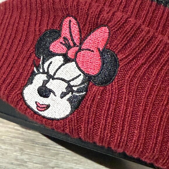 Disney Minnie Mouse Beanie Hat with Tassle One Size Knit PomPom Red Pink Cap - Picture 5 of 6